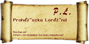 Prohászka Loránd névjegykártya