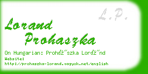 lorand prohaszka business card
